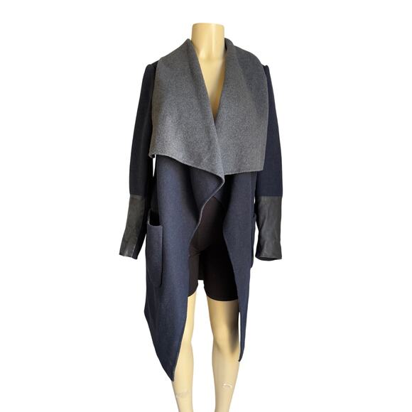 BCBGMAXAZRIA Wool Blend Open Front Coat Funnel Neck Detail Size S - Picture 2 of 9